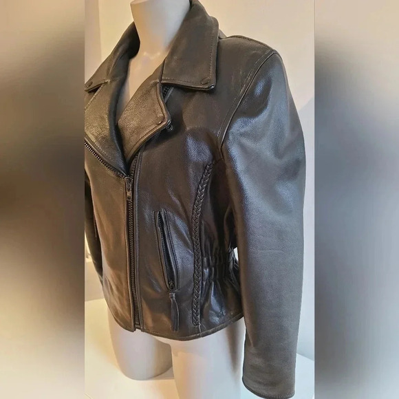 Women's Biker Leather  Coat - Picture 3 of 10